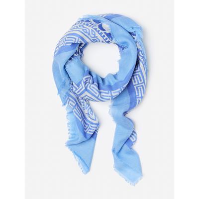 J.McLaughlin Women's Keller Scarf in Floral Traze Border Blue/Off White | Wool
