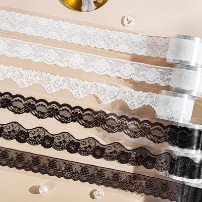 1 Roll Long Lace Ribbon Series PET Tapes Scrapbooking Stickers Perfect for Collage Journaling Craft