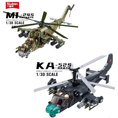New Military Russia Plane WW2 MI-24 Kamov Ka-52 Helicopter Building Blocks World War 2 Army Gunship