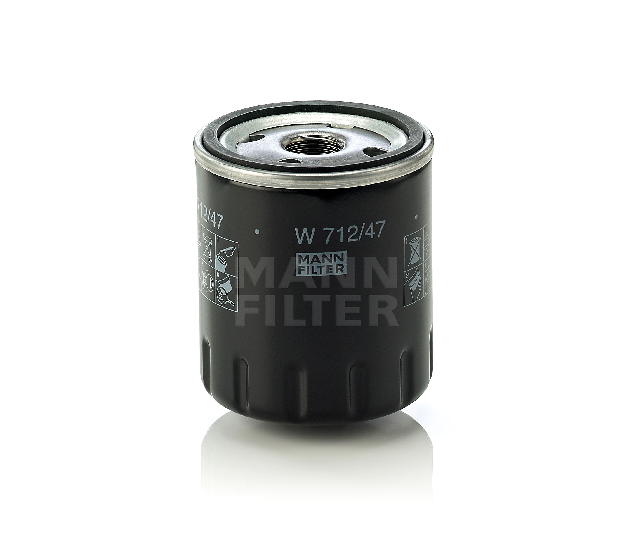 MANN-FILTER Ölfilter RENAULT,FIAT,HYUNDAI W 712/47 7701415056,7701415063,9615841580 Motorölfilter,Filter für Öl 7700720978,7700734825,7700734937 Image