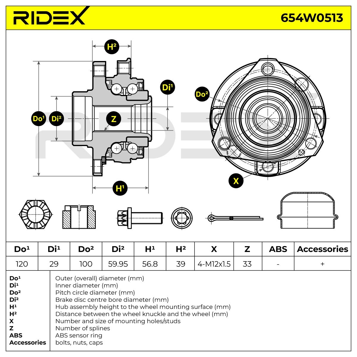 RIDEX Radlagersatz OPEL,VAUXHALL 654W0513 009117619,09117619,9117619 Radlager,Radlager & Radlagersatz 01603208,1603208 Image