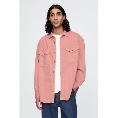 Gap Mens Pink UltraSoft Denim Oversized Shirt - Pink