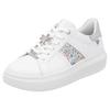Plateausneaker RIEKER SPORT, Damen, Gr. 37, weiß multi, schmucklibelle, Leder, kontrastfarbene Details, casual, Schuhe, mit stylischen Metallic-Details, Freizeitschuh, Halbschuh, Schnürschuh