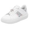 Plateausneaker RIEKER SPORT, Damen, Gr. 43, weiß multi, schmucklibelle, Leder, kontrastfarbene Details, casual, Schuhe, mit stylischen Metallic-Details, Freizeitschuh, Halbschuh, Schnürschuh