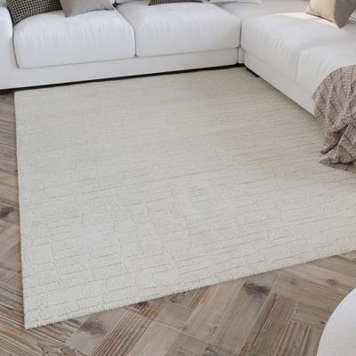 Teppich WECON HOME "Hamptons THIRTYONE", beige (creme weiß), B:140cm H:15mm L:200cm, Polyester, Teppiche, Läufer, Kurzflor, Wohnzimmer, Schlafzimmer, elegant, Krokodil-Design Image