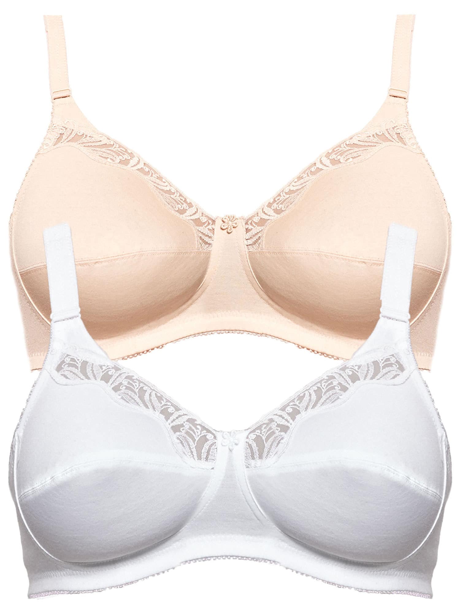 Bügelloser BH SUSA "2er Pack BH ohne Bügel Cotton", Damen, Gr. 95, Cup E, bunt (beige weiß), Obermaterial: 100% Baumwolle CO., BHs Image