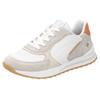Keilsneaker RIEKER SPORT, Damen, Gr. 39, weiß, creme, orange, Glattleder, Veloursleder, kontrastfarbene Details, sportlich, Schuhe, Halbschuh, Schnürschuh, Freizeitsneaker mit weicher Soft-Einlage