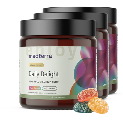 Daily Delight Full Spectrum Hemp Gummies, Multi-Flavored, 33mg, 60 Count by Medterra