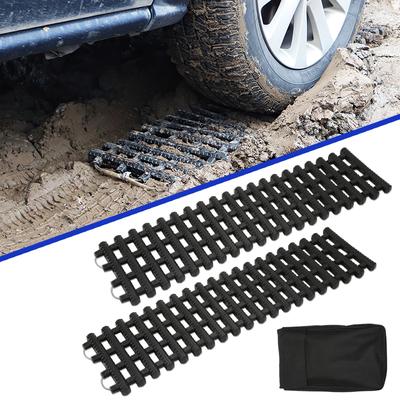 TEMU 2pcs Car Traction Aid Set, 80/ X 21 Cm Traction Mat, Heavy-duty Rubber Traction Mat, Traction Aid Set With Carrying Bag, Off-road Traction Mat For Snow, Ice, Mud Image