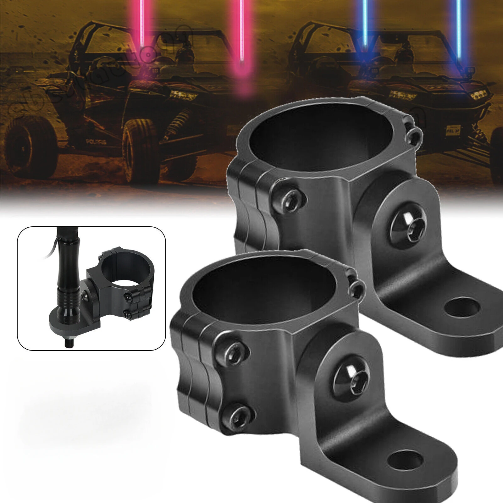 1/2pcs UTV LED Frusta Luce Supporti UTV Bandiera Montaggio Staffe Per Antenna A Led Per ATV Roll Bar Gabbia RZR 900 1000 XP PRO Commander