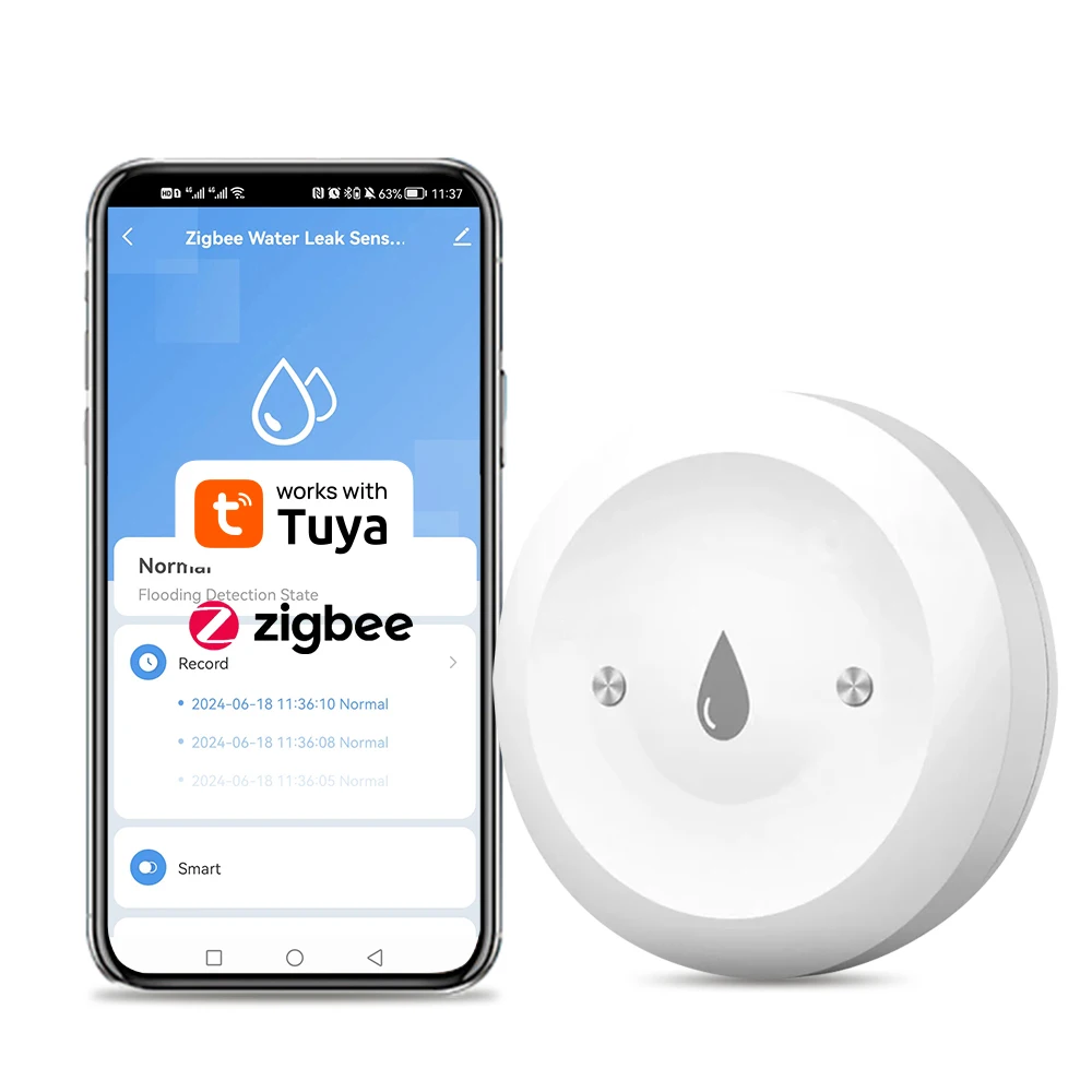 ZigBee Wasser Sensor Leck Detektor Flut Wasser Leckage Detektor Alarm Smart Life Control Arbeit Mit Zigbee Gateway Image