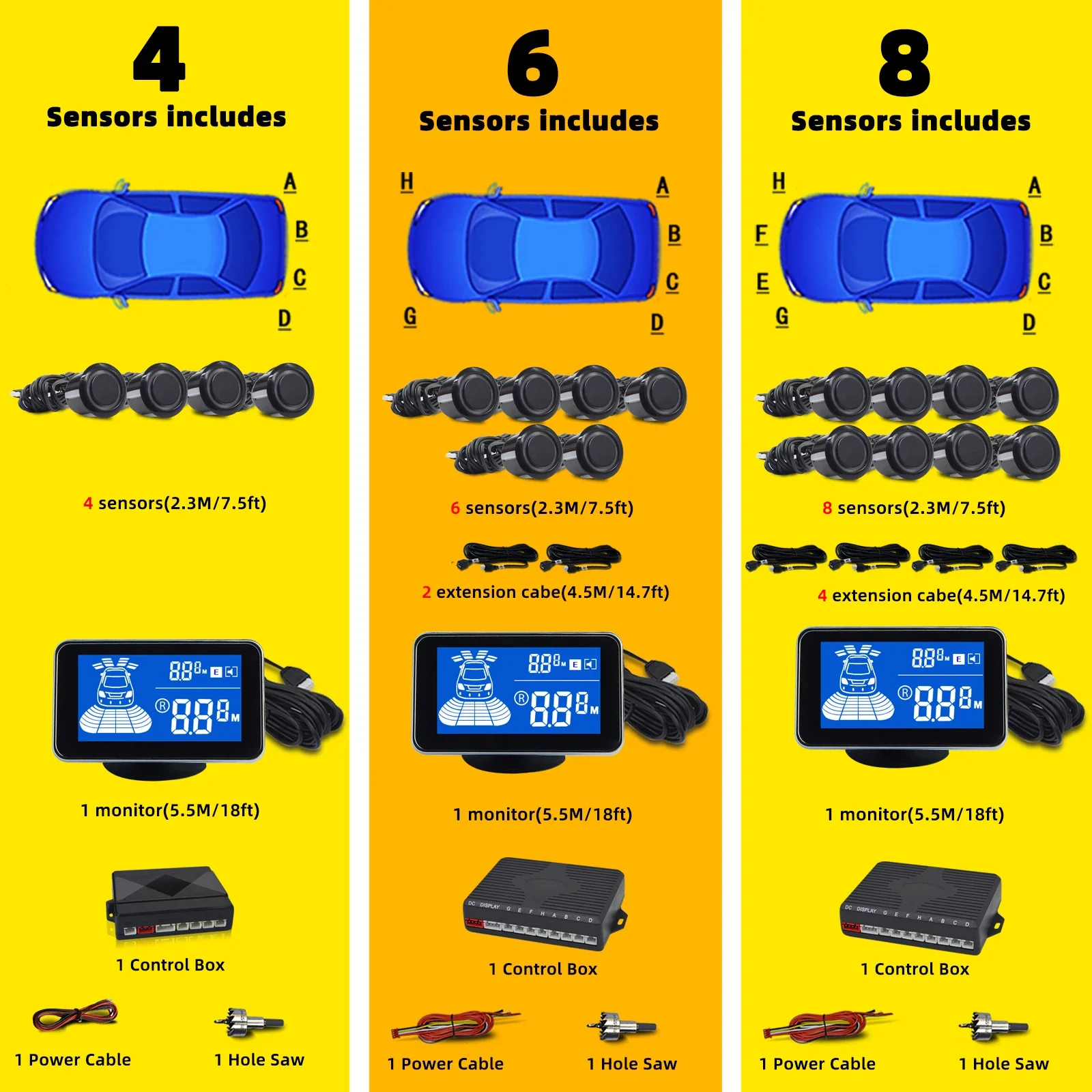 Hinten Parktronic Reverse 4 6 8 Parksensor Kit Backup Radar Vorne und Hinten Assist Monitor Detektor SystemAuto Blind Image