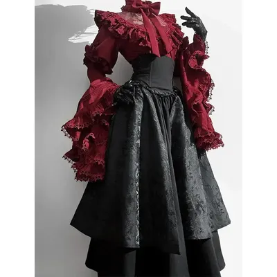 18. Jahrhundert Kostüm Damen Französisch Viktorianisch Barock Rokoko Prinzessin Dark Rose Lolita Marie Antoinette Kostüm Weihnachtskleid Image
