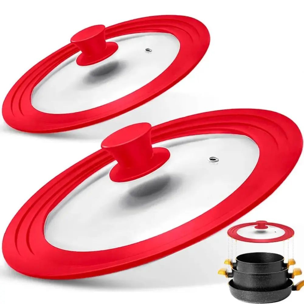 Universeller runder Topf deckel für Töpfe Pfannen Kochgeschirr Deckel aus gehärtetem Glas für Pfannen mit Silikon rand Ersatz deckel für Bratpfanne Image