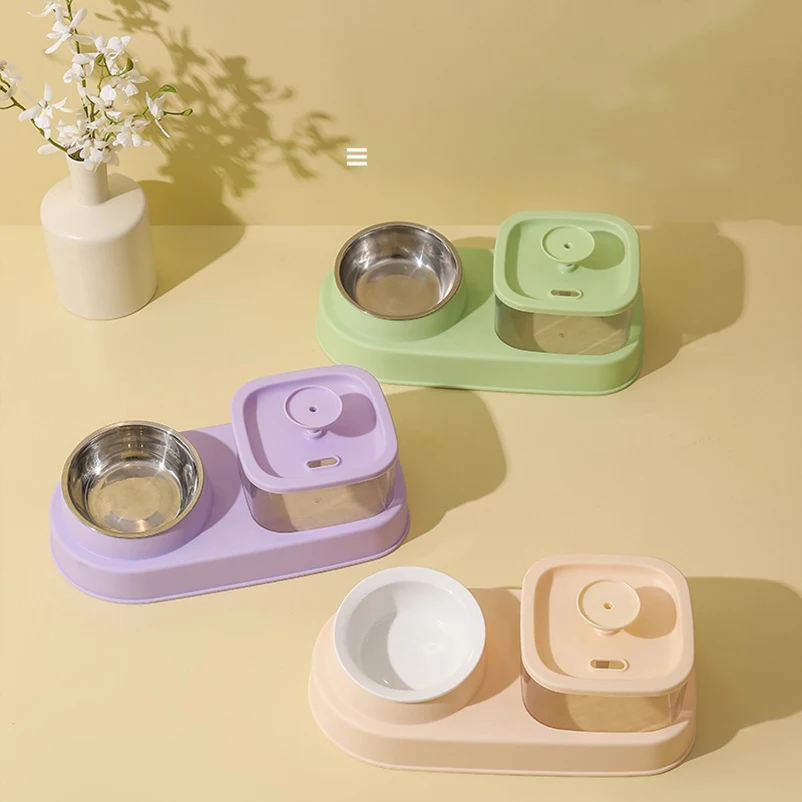 Neue Haustier Smart Filter Wassersp ender Trocken-und Nass trennung automatische Wasserzufuhr Edelstahl Schüssel Haustier zubehör Image