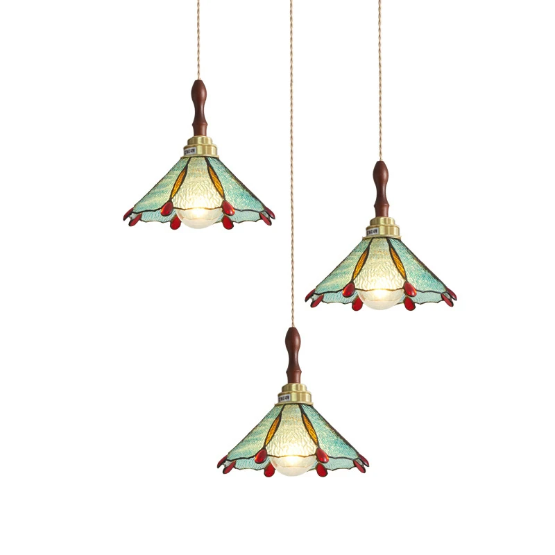 Vintage Pendel leuchten Blume Glas Hängelampen Beleuchtung Wohnzimmer Schlafzimmer Nachttisch Leuchte moderne Kupfer glas LED Pendel leuchte Schalter Wohnzimmer Schlafzimmer grün Bernstein weiß