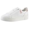 Plateausneaker TAMARIS, Damen, Gr. 41, rosa (weiß, roségoldfarben), Lederimitat, sportlich, Schuhe, Freizeitschuh, Halbschuh, Schnürer mit Besätzen und Glitzerdetails