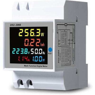 Stromverbrauchsmessgerät, 100 a, 6-in-1, Spannung, Strom, Leistung, Frequenzfaktor, DIN-Schiene, Image