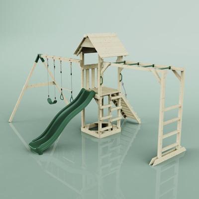 Spielturm Örebro aus Holz in Grün - Polarplay Image
