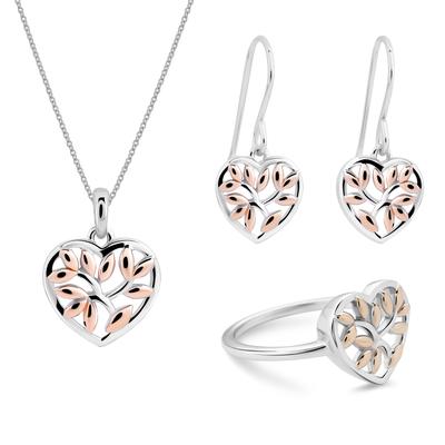 Orphelia 'Afia' Damen-Set aus 925er Sterlingsilber: Halskette + Ohrringe + Ring – Silber/Rosé SET-7474 Image