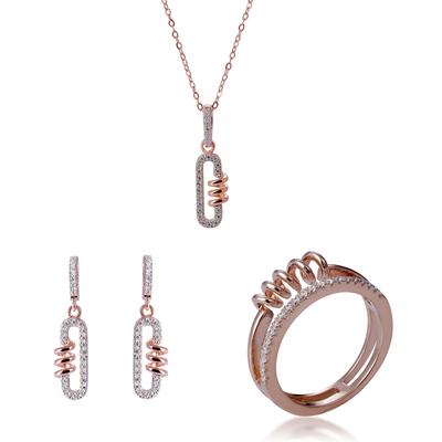Orphelia 'Gigi' Damen-Set aus 925er Sterlingsilber: Halskette + Ohrringe + Ring – Rosé SET-7438 Image