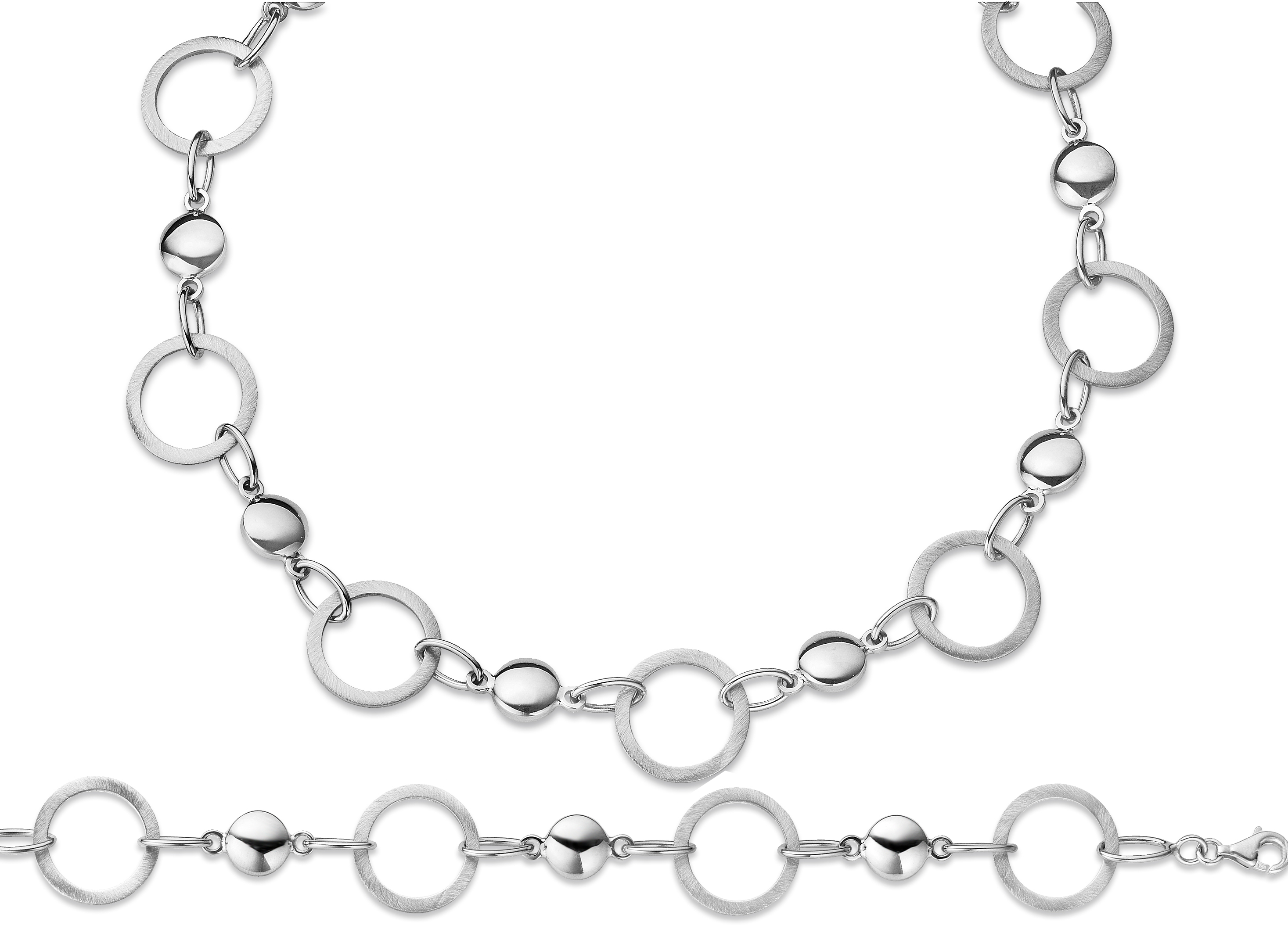 Orphelia Damen 925 Sterling Silber Set: Kette + Armband - Silber SET-014 Image
