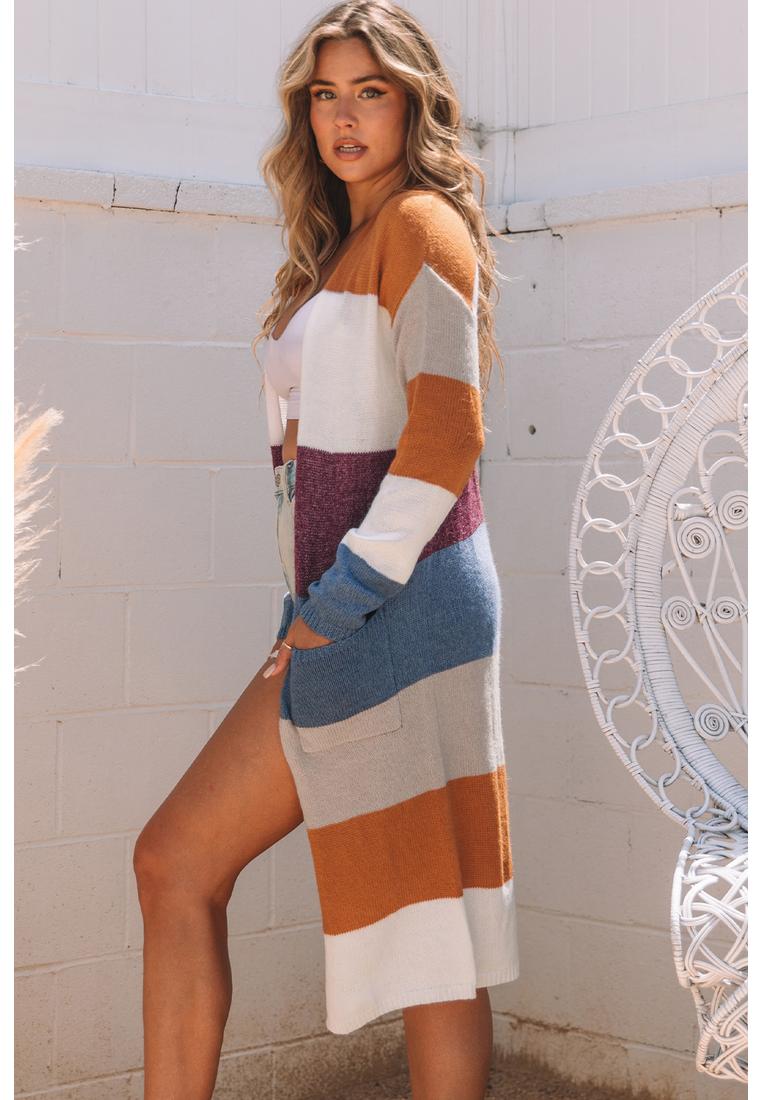 Azura Exchange Damen-Cardigan mit offener Vorderseite und Farbblockdesign, mehrfarbig Image