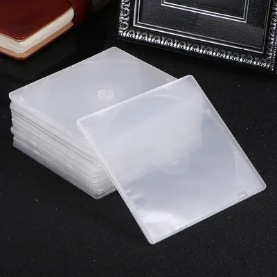 12PCS Ultrathin DVD Case Transparent CD Package Portable CD Storage Box for Home Cinema (White) CD