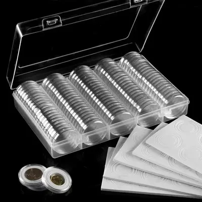 5 Sizes 17/20/25/27/30mm Protect Gasket Coin Holder Case with Plastic Storage Box for Coin