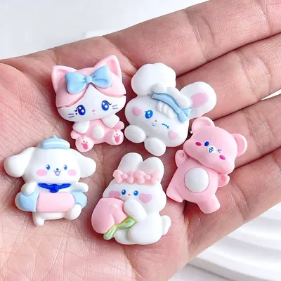 10PCS Cartoon small animal resin accessories DIY kawaii handmade cream gel hair ornaments mobile