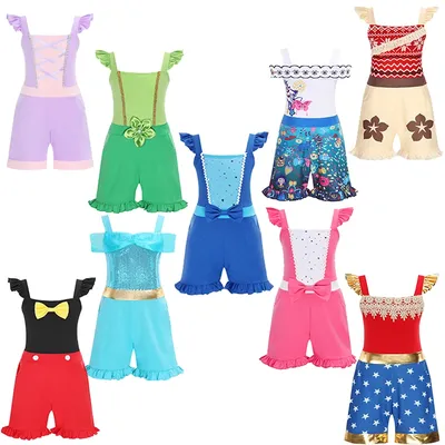 2025 Summer Boys Girls Cotton Casual Bodysuits Anna Elsa Princess Rompers Jumpsuit Cospaly Costume