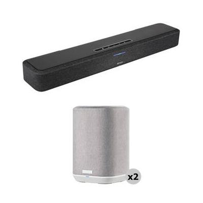Denon Home Sound Bar SB550 and Two Home 150 NV Wireless Speaker Kit (Black/White) DEHOME150NVWT