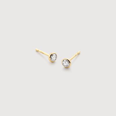 Gold Solitaire Diamond Stud Earrings Lab Grown Diamond