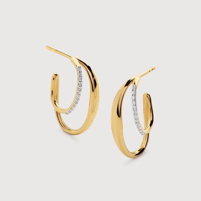 Gold Nura Wrap Diamond Medium Hoop Earrings Lab Grown Diamond