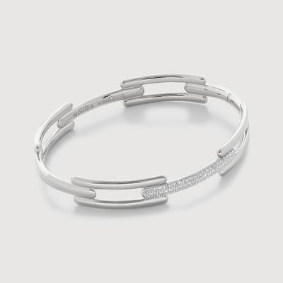 Sterling Silver Signature Link Pavé Diamond Bangle Lab Grown Diamond