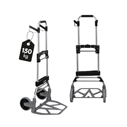 Proregal Klappbare Profi-Sackkarre ELEPHANT | HxBxT 115x50x53cm | Traglast 150kg | Aluminiumrahmen, ergonomische Griffe, TRR Fachgummiräder | Silber Image