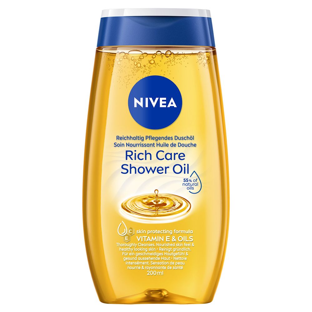 Nivea Olio Doccia Nutrimento Intenso 200 ml, Bagnoschiuma con Oli Natu