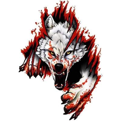 3D-Wolfskopf-Aufkleber, 3D-Autoaufkleber, wütender Wolf, lustiges Motorradzubehör, pvc, 18 x 25 cm Image