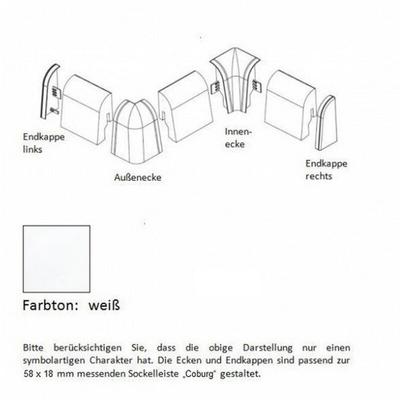 Endkappe (rechts) für MDF-Sockelleisten 58x18 mm - weiß passend zur 718.5831 Image