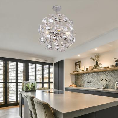 Deckenleuchte Deckenlampe Designleuchte Esszimmerlampe Wohnzimmer, 4 flammig, Metall Chrombänder, Image