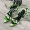 2024 Luxus Strass spitze Sandalen Abschluss ball Super High Heel Sandalen Slim Heel Kleid Show Sandalen übergroße 34-43 Damenschuhe