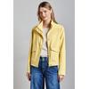Lederimitatjacke STREET ONE, Damen, Gr. 44, gelb (vanilla gelb), Stoff, Obermaterial: 94% Polyester, 6% Elasthan; Futter: 100% Polyester, unifarben, casual, gerade normal, hoch geschlossener Ausschnitt, Langarm Bündchen, Jacken, aus softem Materialmix