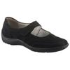 Riemchenballerina WALDLÄUFER "HENNI", Damen, Gr. 10 (44,5), schwarz, Nubukleder, sportlich, Schuhe, Slipper, Bequemschuh, Klettschuh in komfortabler Weite H (=sehr weit)