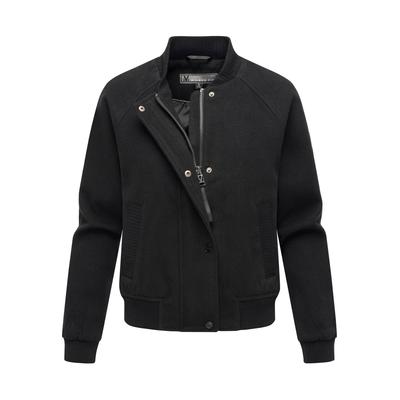 Collegejacke MARIKOO "Zunaa", Damen, Gr. XXL, schwarz, 95% Polyester 3% Viscose 2% Elastane, Jacken, Modische Jacke im Collegejacken-Stil mit Rippbündchen und Raglanärmeln Image