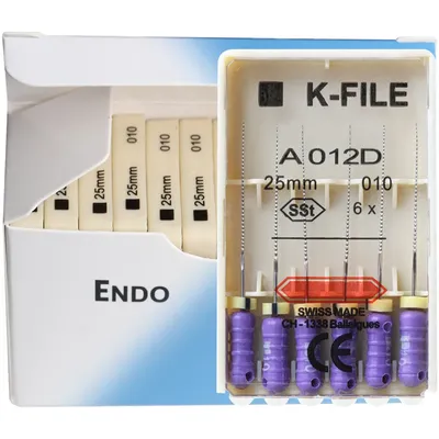 12 Packs /Box Dental K-FILE 21/25/31mm Stainless Steel Endo Root Canal K Files Hand Use Endodontic