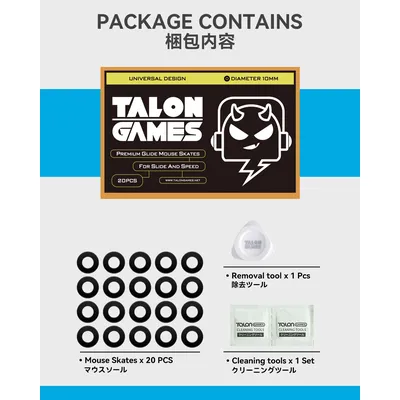 20PCS 10mm TALONGAMES Mouse Feet For Razer Logitech Glorious Steelseries Universal Dots Round Curved