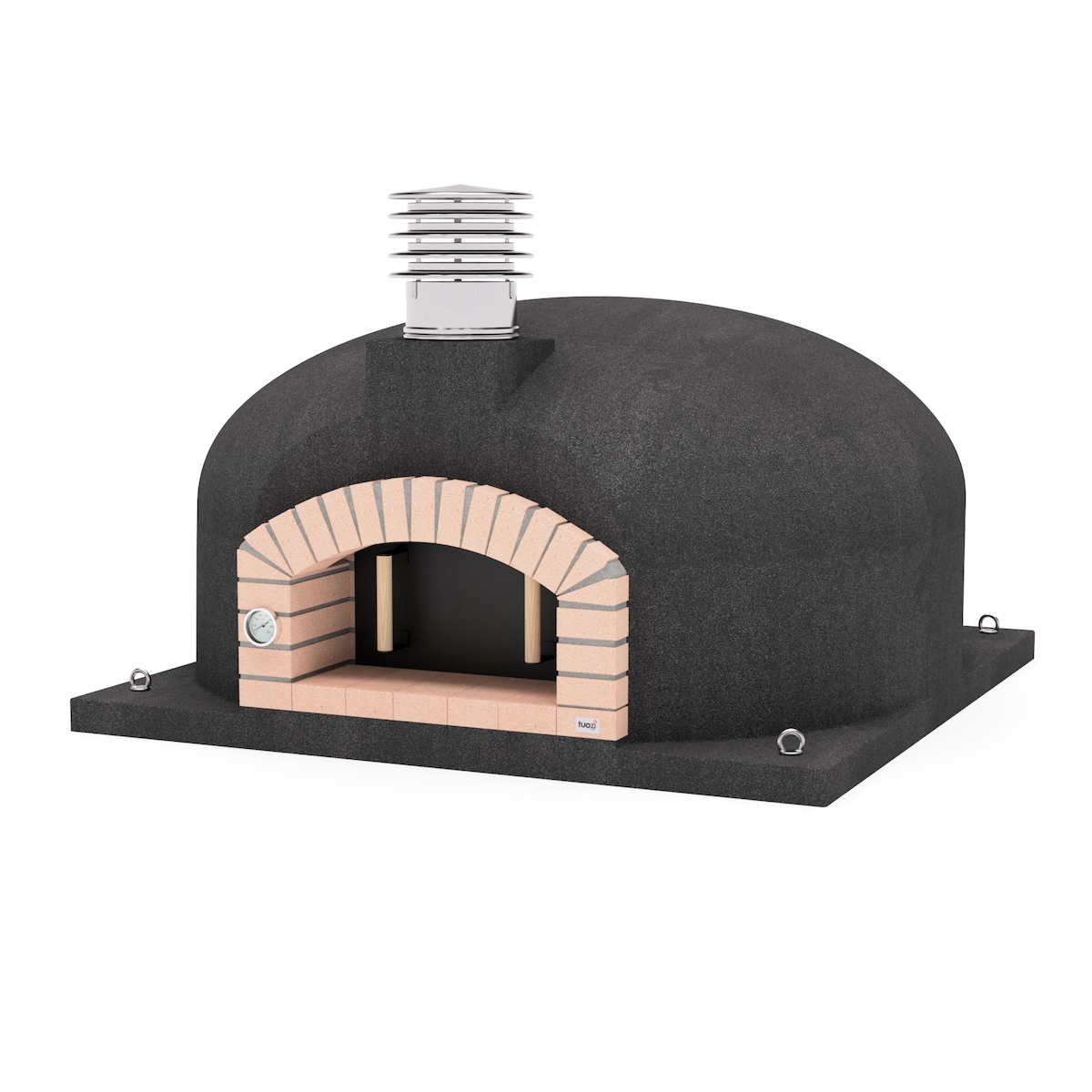 MAESTRO FERRETERO MF - Holzbackofen für den Außenbereich Modell OLYMPUS MONS (Schwarz - 150 x 150 x 85 cm) – Isoliert mit Kork und 3 Keramikmatten Image