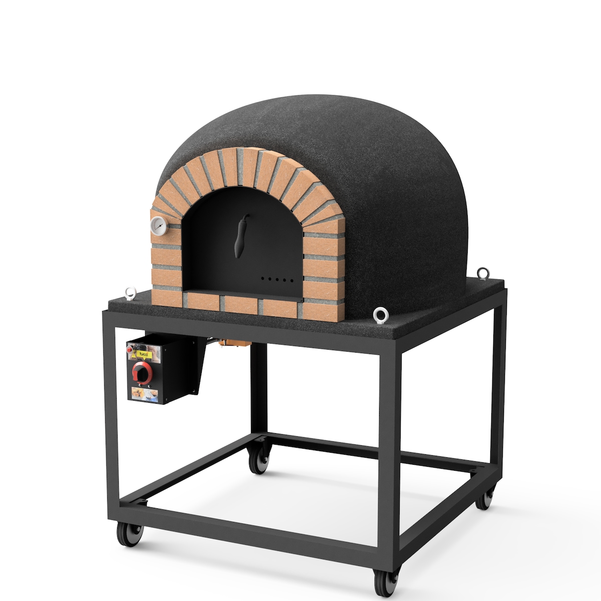 MAESTRO FERRETERO MF - Holzbackofen für den Außenbereich Modell STROMBOLI (Schwarz - 80 x 80 x 152 cm) – Isoliert mit Kork und 3 Keramikmatten Image
