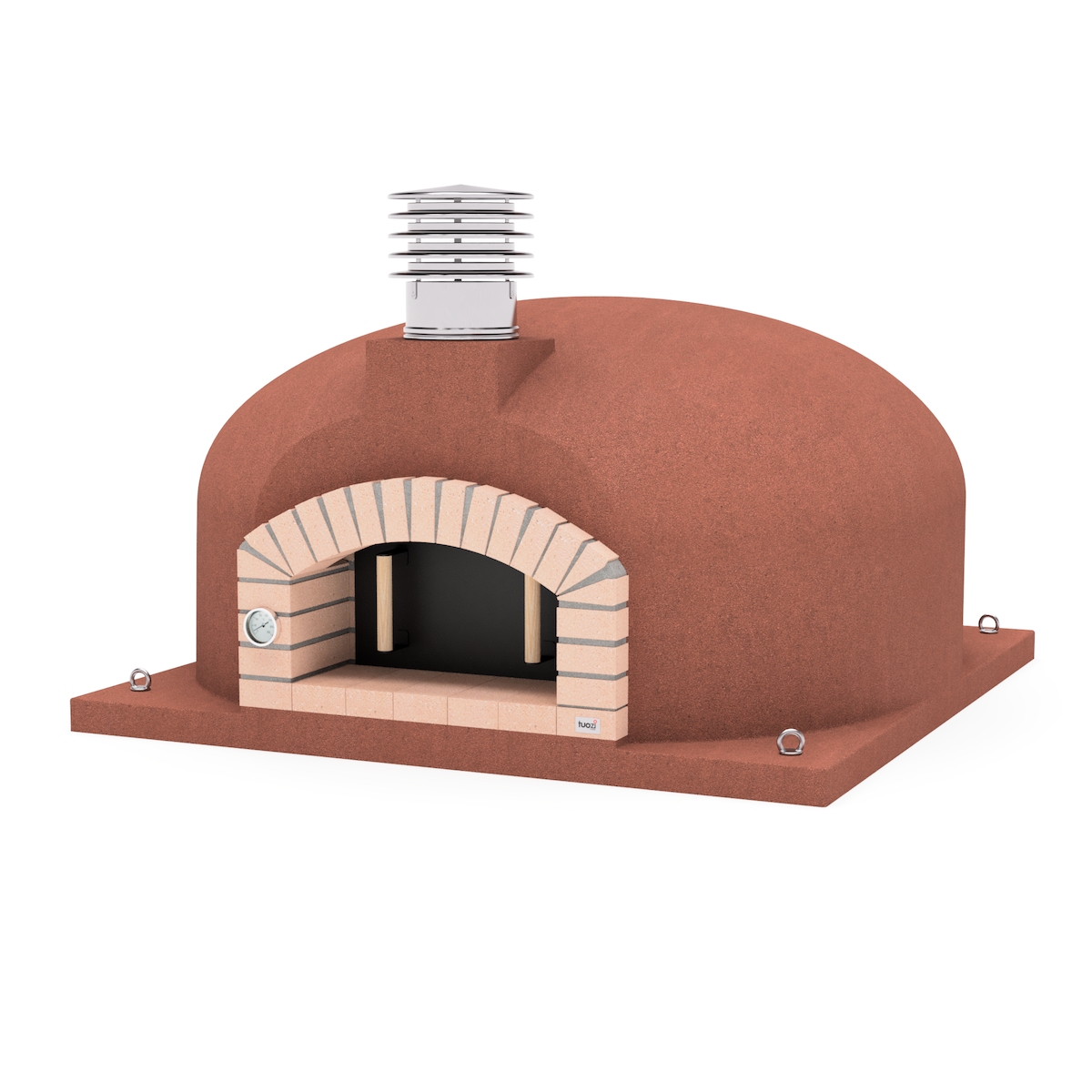 MAESTRO FERRETERO MF - Holzbackofen für den Außenbereich Modell OLYMPUS MONS (Bordeaux - 150 x 150 x 85 cm) – Isoliert mit Kork und 3 Keramikmatten Image