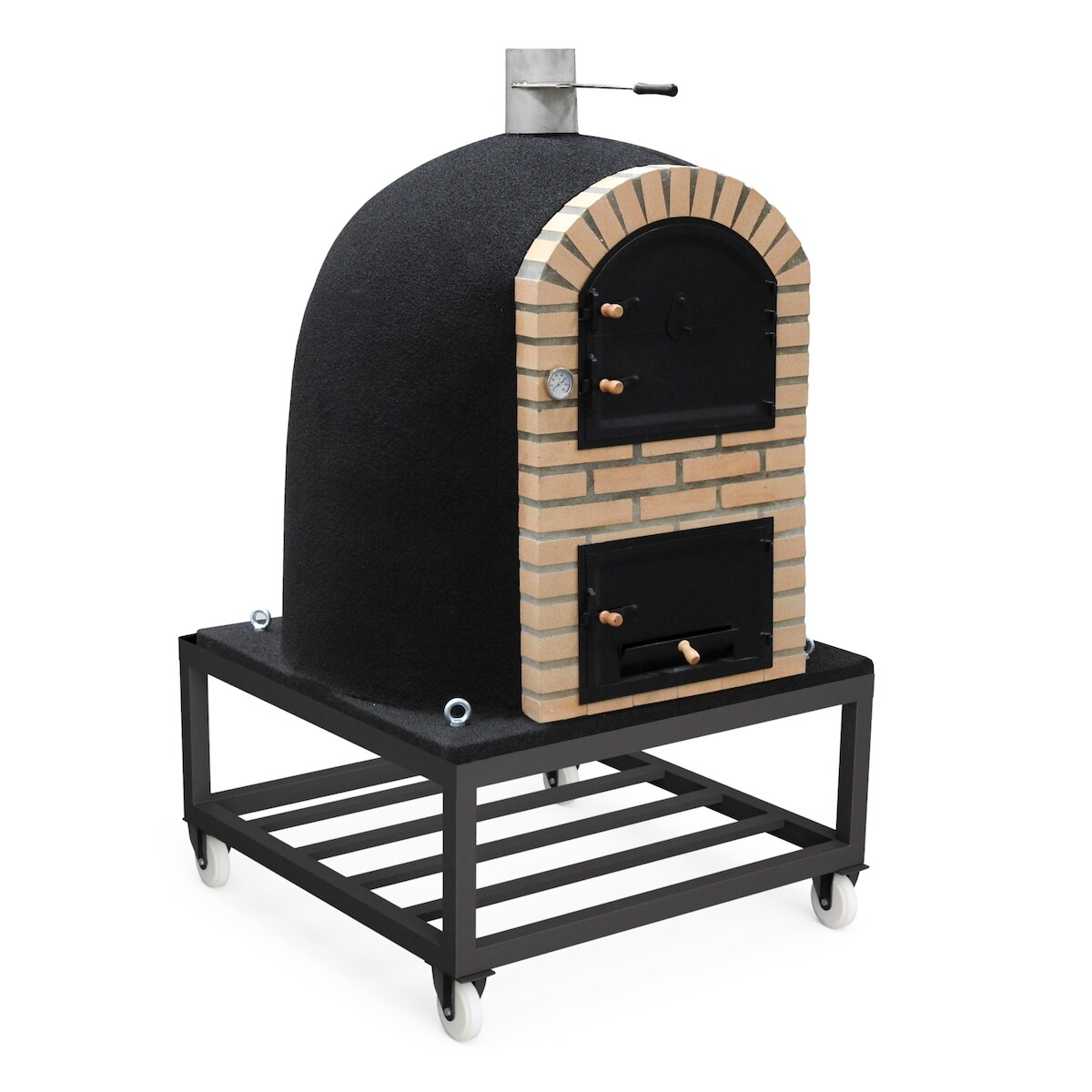 MAESTRO FERRETERO MF - Holzbackofen für den Außenbereich Modell CALDERA BANDAMA (Schwarz - 130 x 130 x 206 cm) – Isoliert mit Kork und 3 Keramikmatten Image